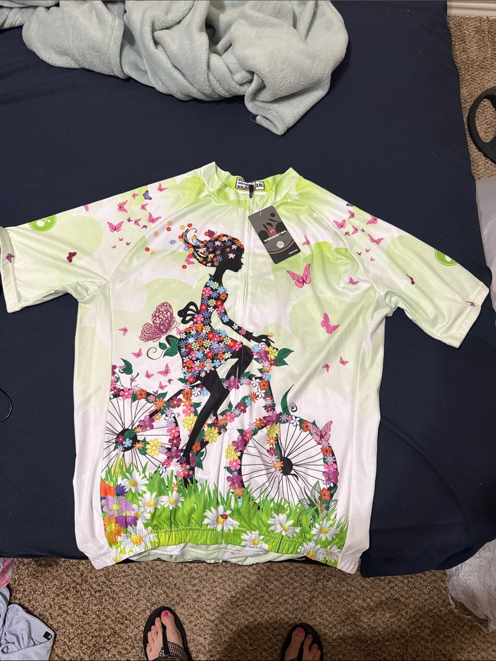 Floral womans Bicycle Jersey - Green/White NEW XXL Weimostar